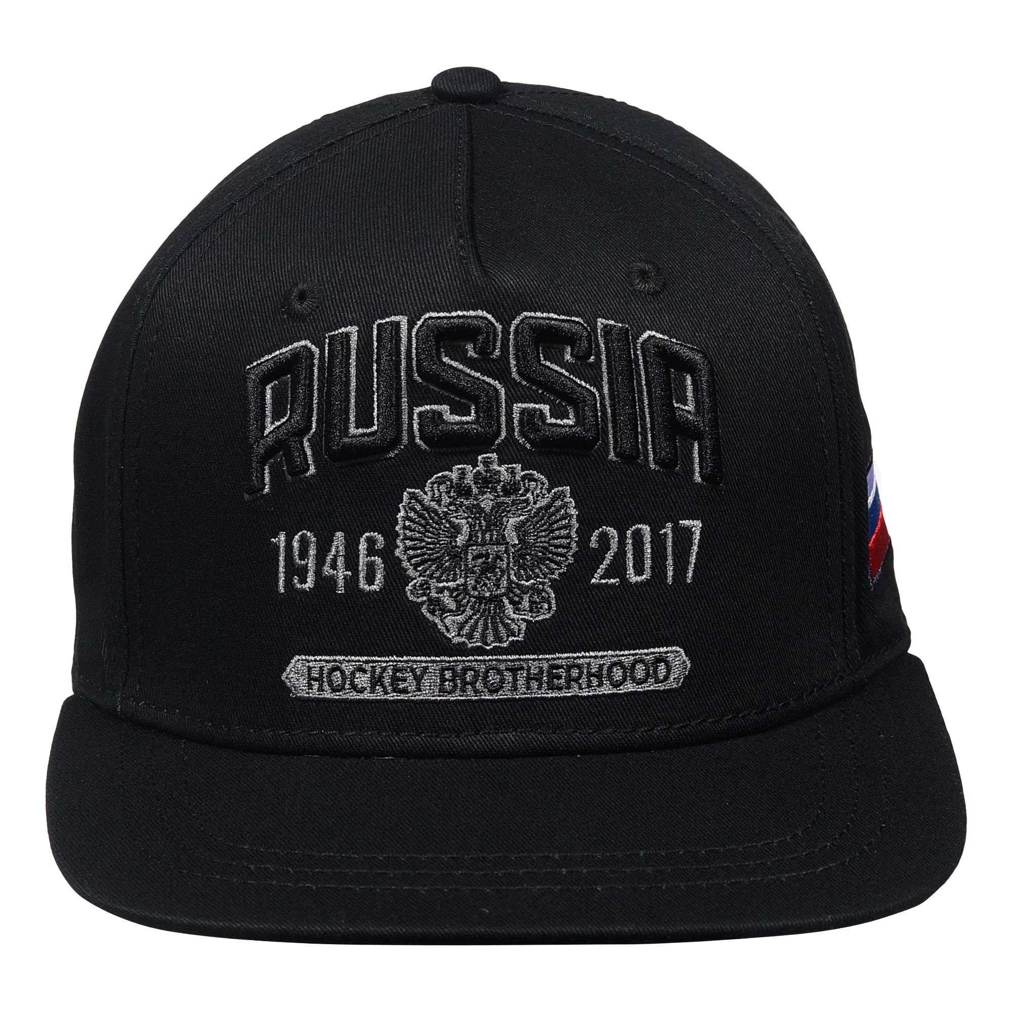 Бейсболка черная snapback "Russia Hockey Brotherhood"