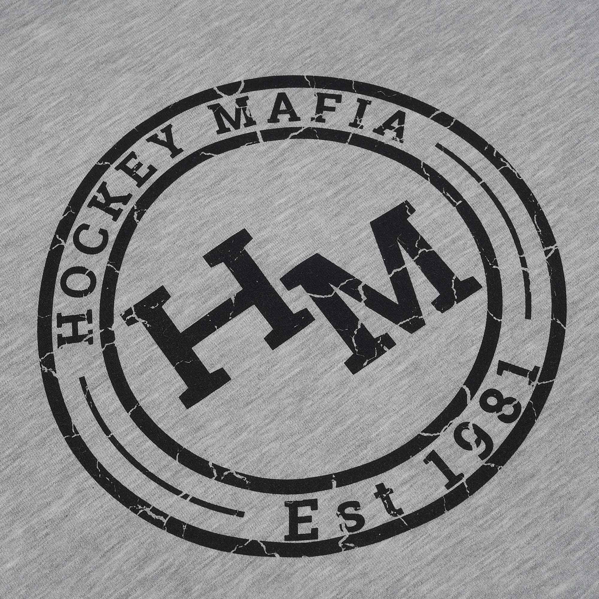 Футболка женская "Hockey Mafia. Est 1981. круг" серая