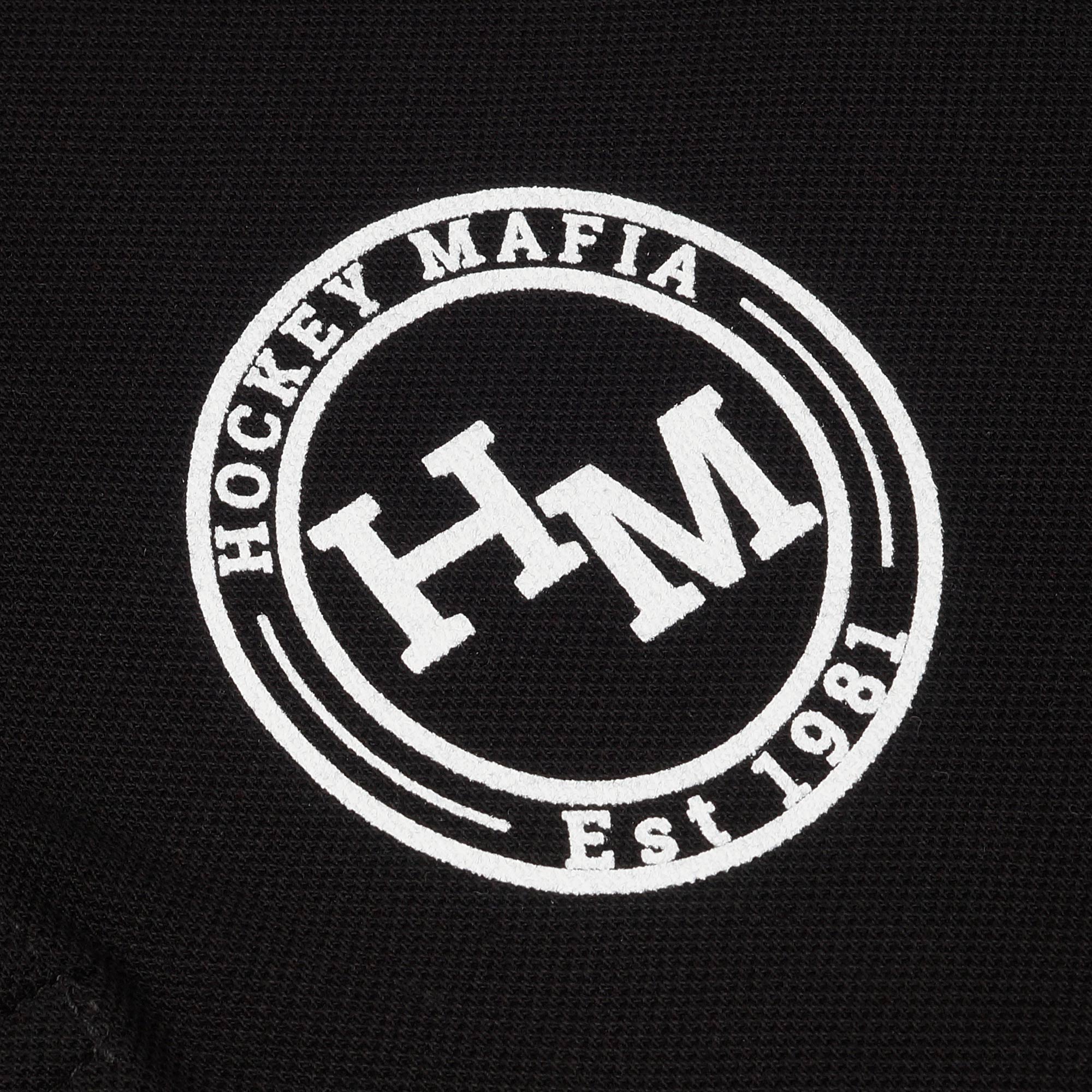 Поло мужское "Hockey Mafia. Est 1981 круг" черное